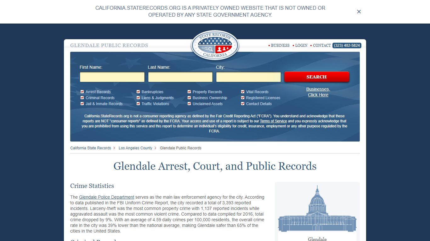 Glendale Arrest and Public Records | California.StateRecords.org