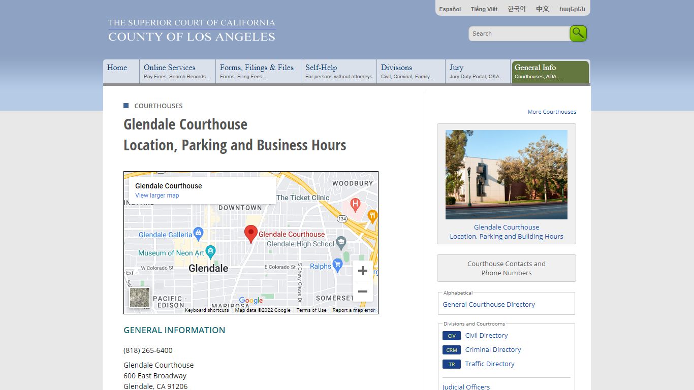 Contacts and Locations - LA Court - Los Angeles County Superior Court